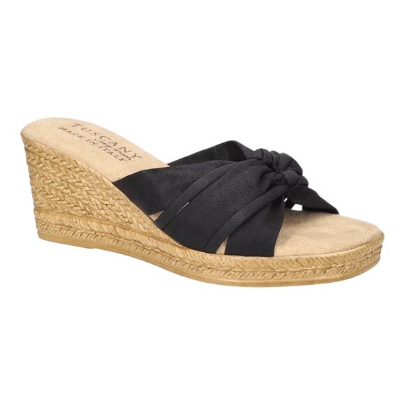 Easy Street Women's Ghita Slip On Wedge Sandals Black Size 8 1/2 - Picture 1 of 4